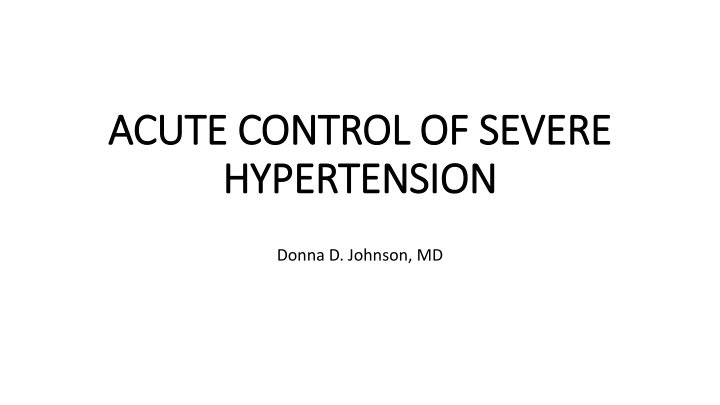 acute control of severe acute control of severe