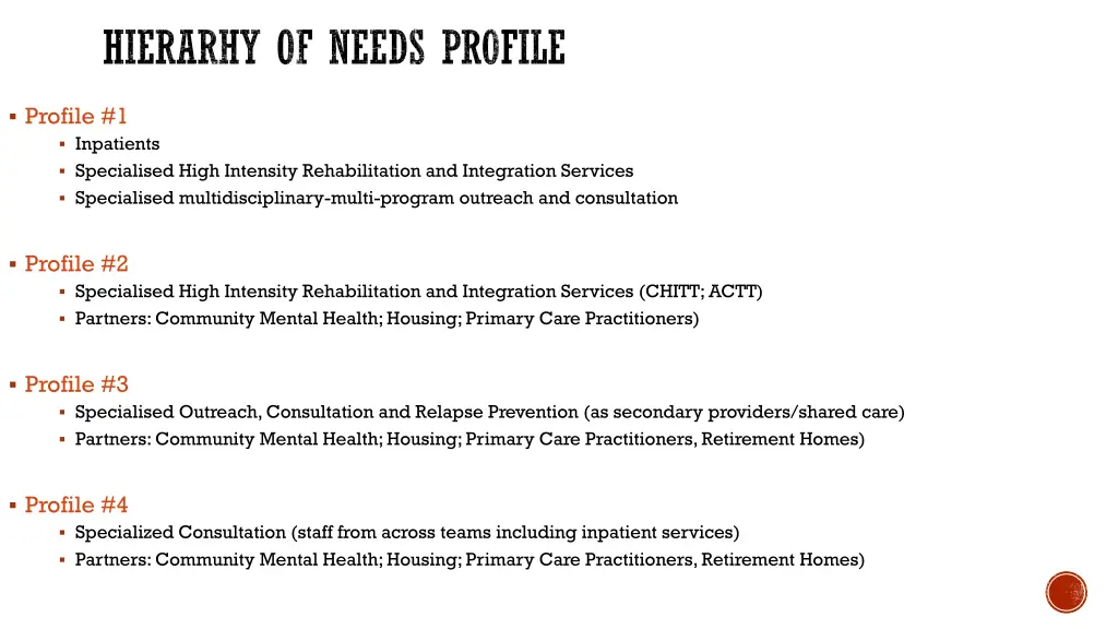 hierarhy of needs profile