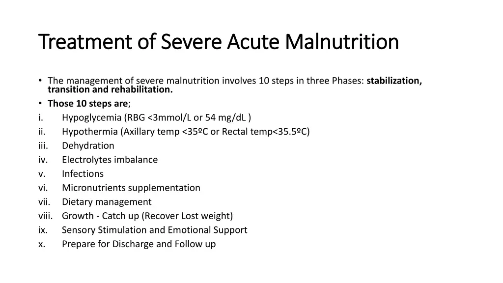 treatment of severe acute malnutrition treatment