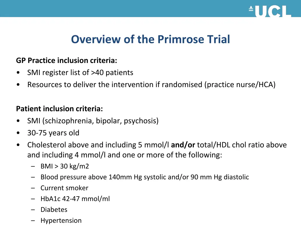 overview of the primrose trial 1