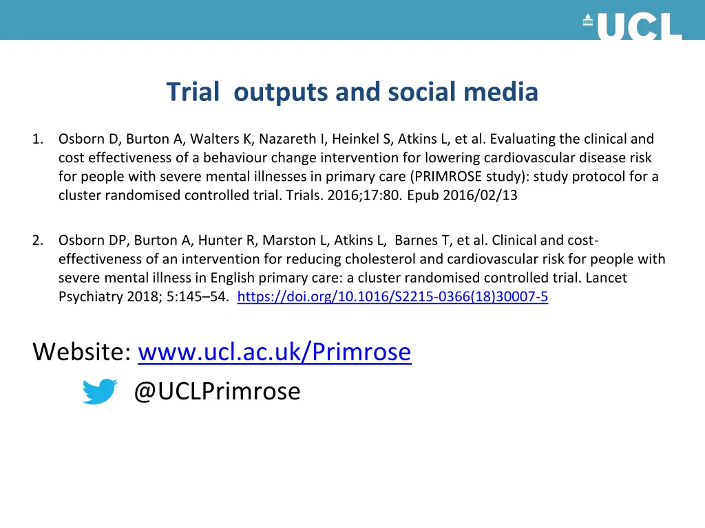 trial outputs and social media