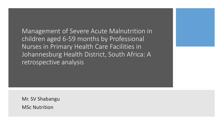 management of severe acute malnutrition