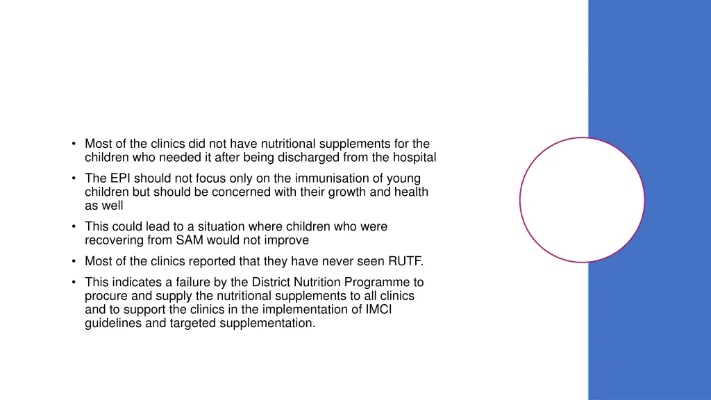 most of the clinics did not have nutritional