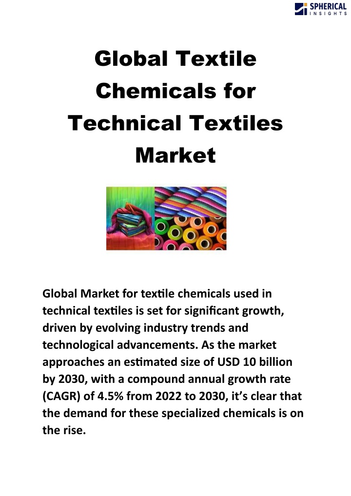 global textile chemicals for technical textiles