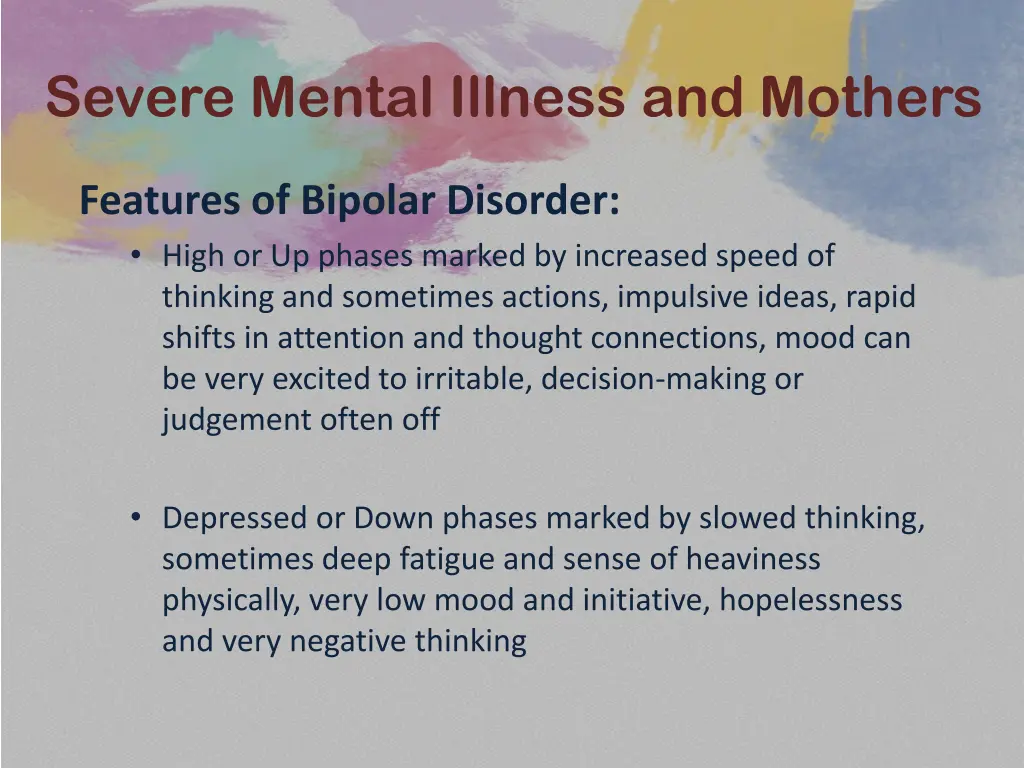 severe mental illness and mothers 11