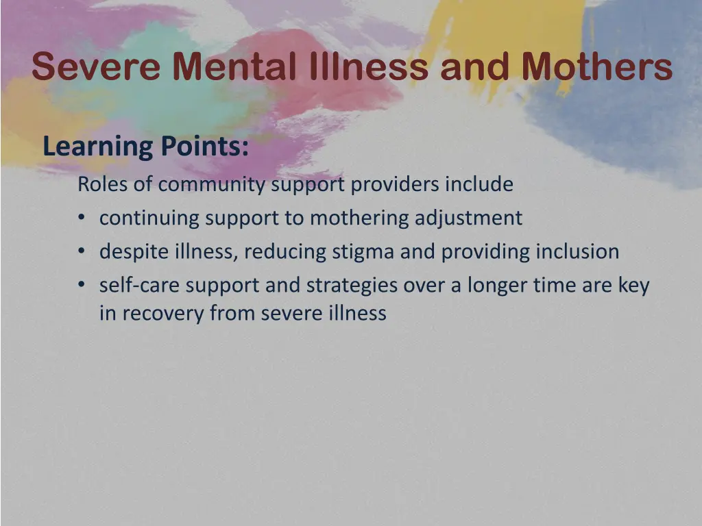 severe mental illness and mothers 19