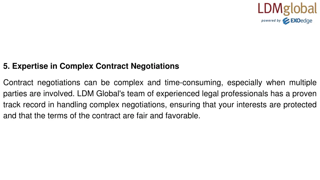 5 expertise in complex contract negotiations