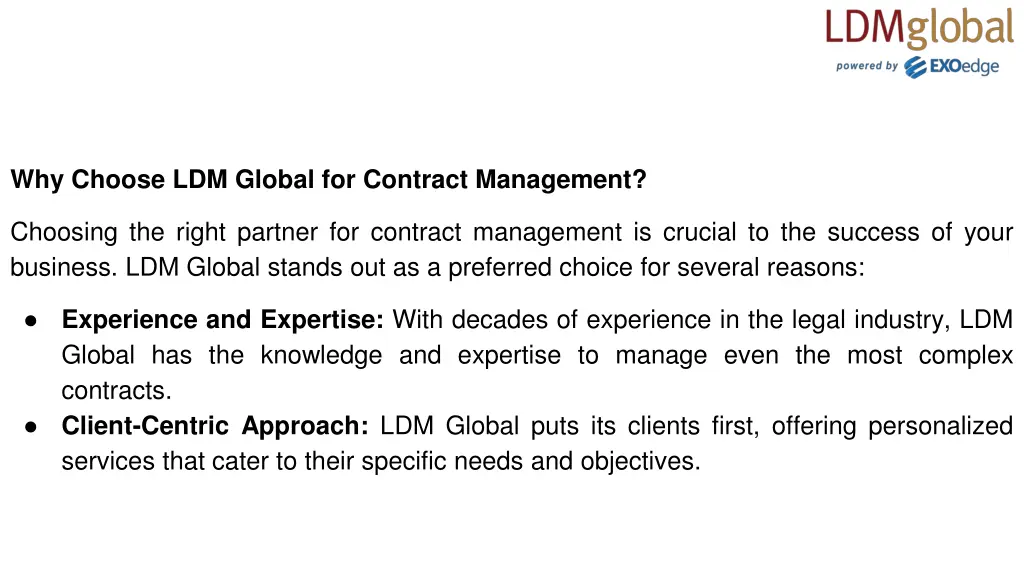 why choose ldm global for contract management