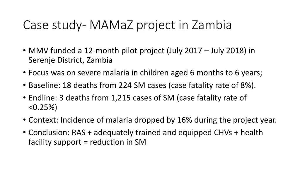 case study mamaz project in zambia