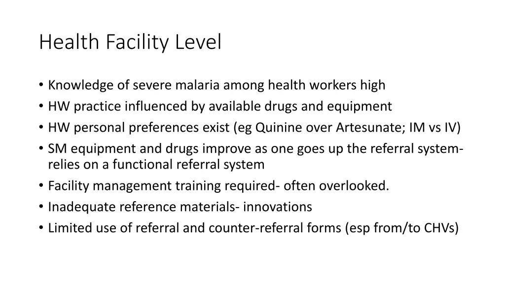 health facility level