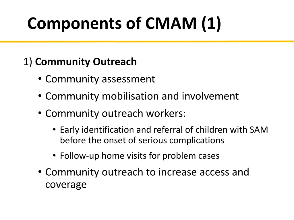 components of cmam 1