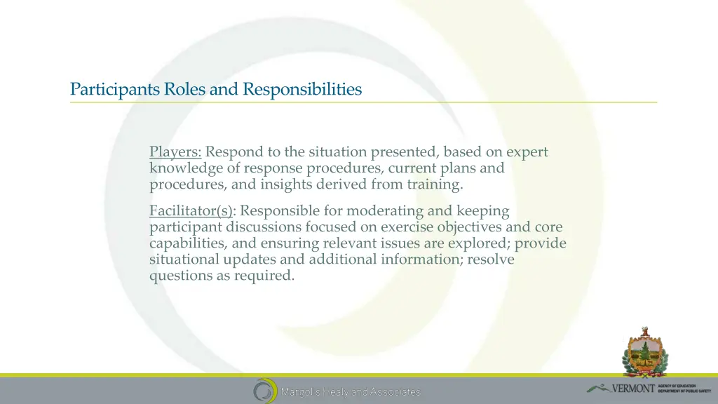 participants roles and responsibilities