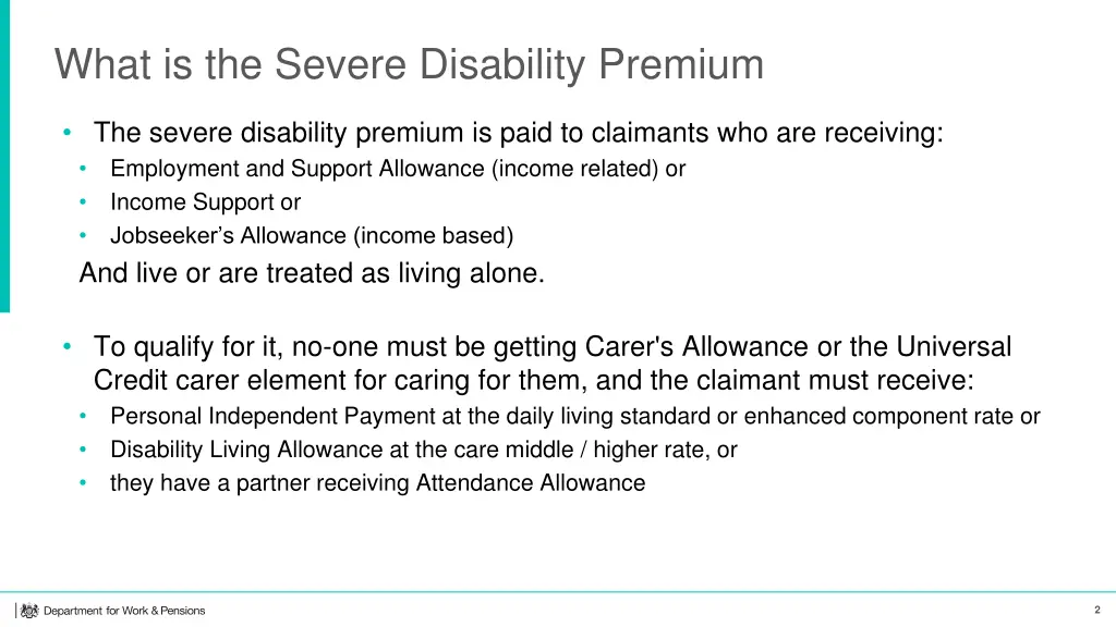 what is the severe disability premium