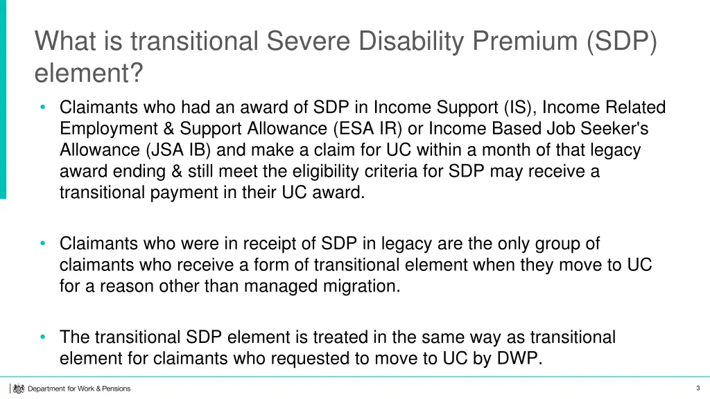 what is transitional severe disability premium