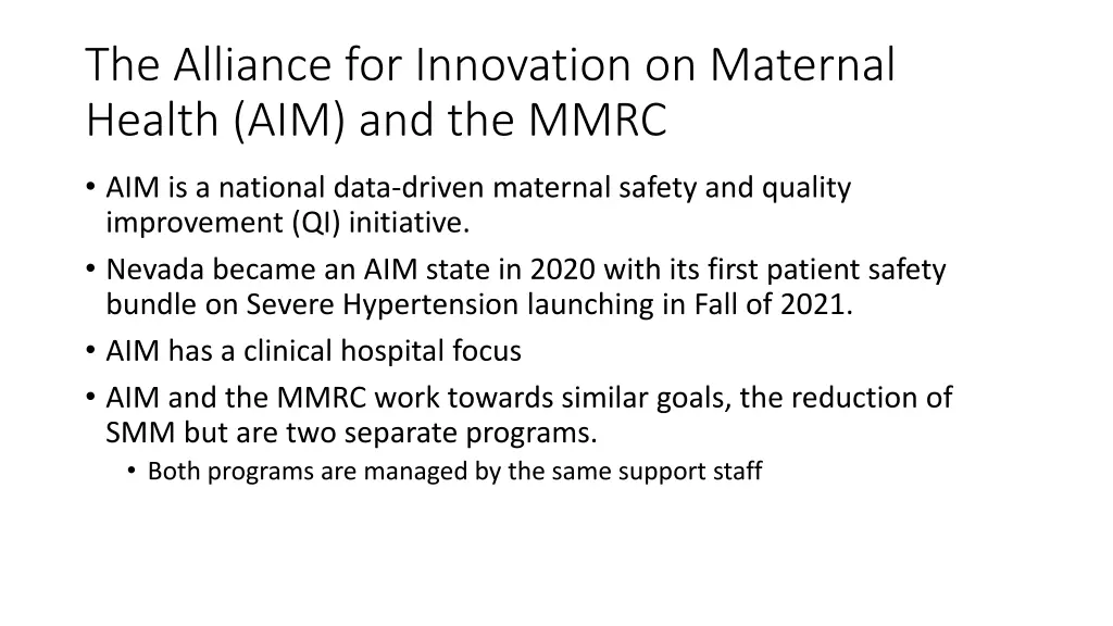 the alliance for innovation on maternal health