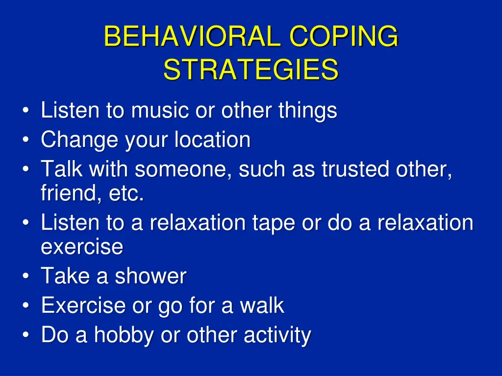 behavioral coping strategies listen to music