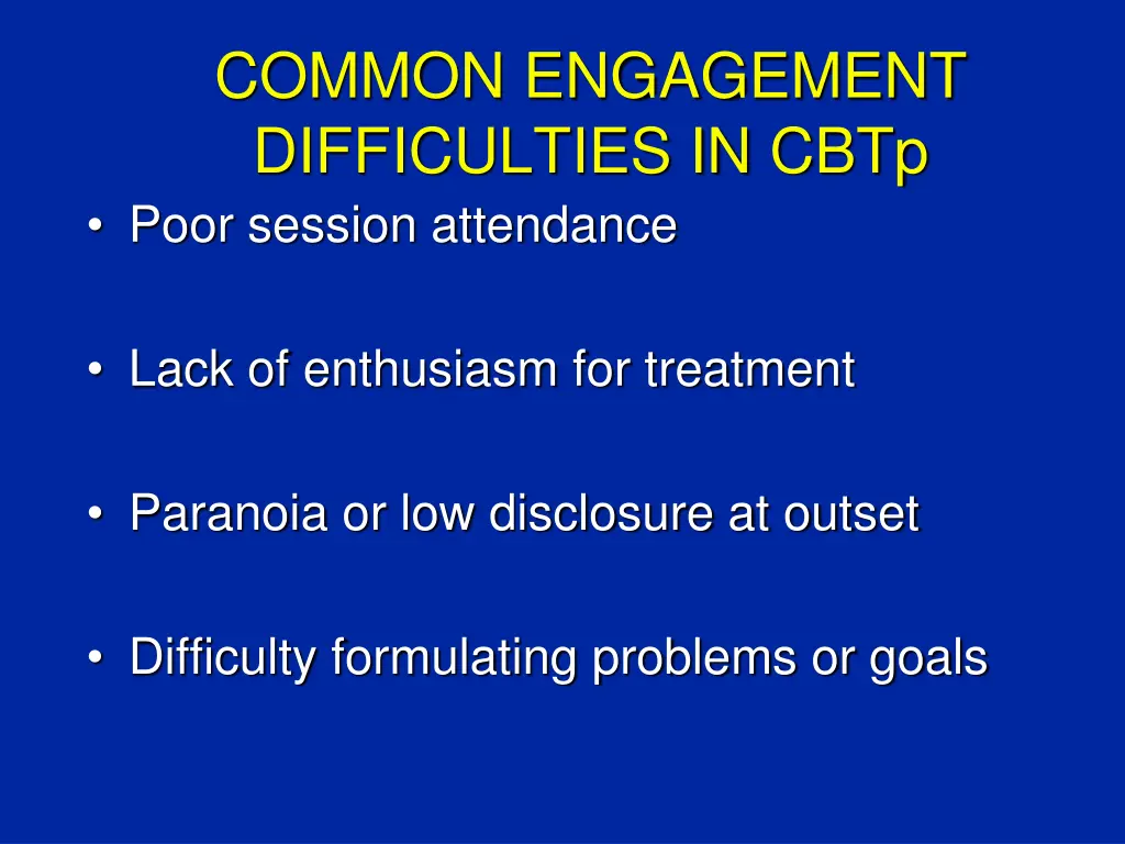 common engagement difficulties in cbtp poor