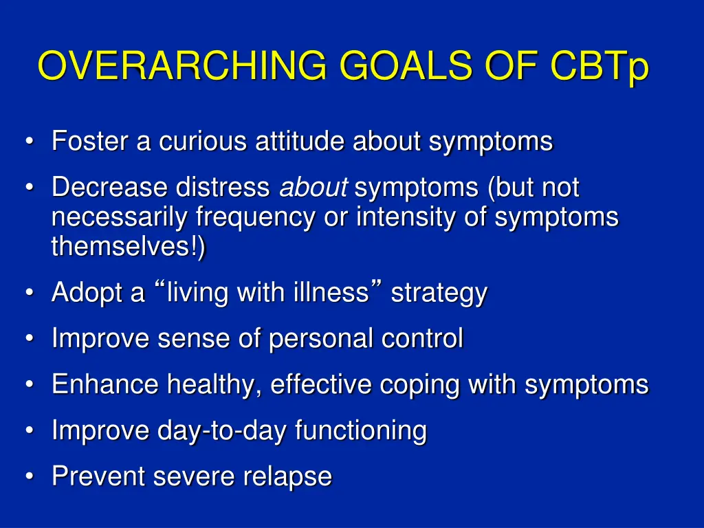 overarching goals of cbtp