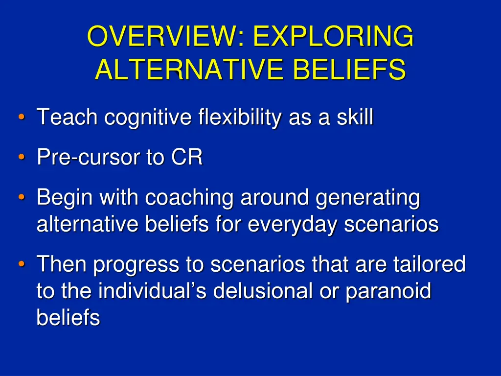 overview exploring alternative beliefs