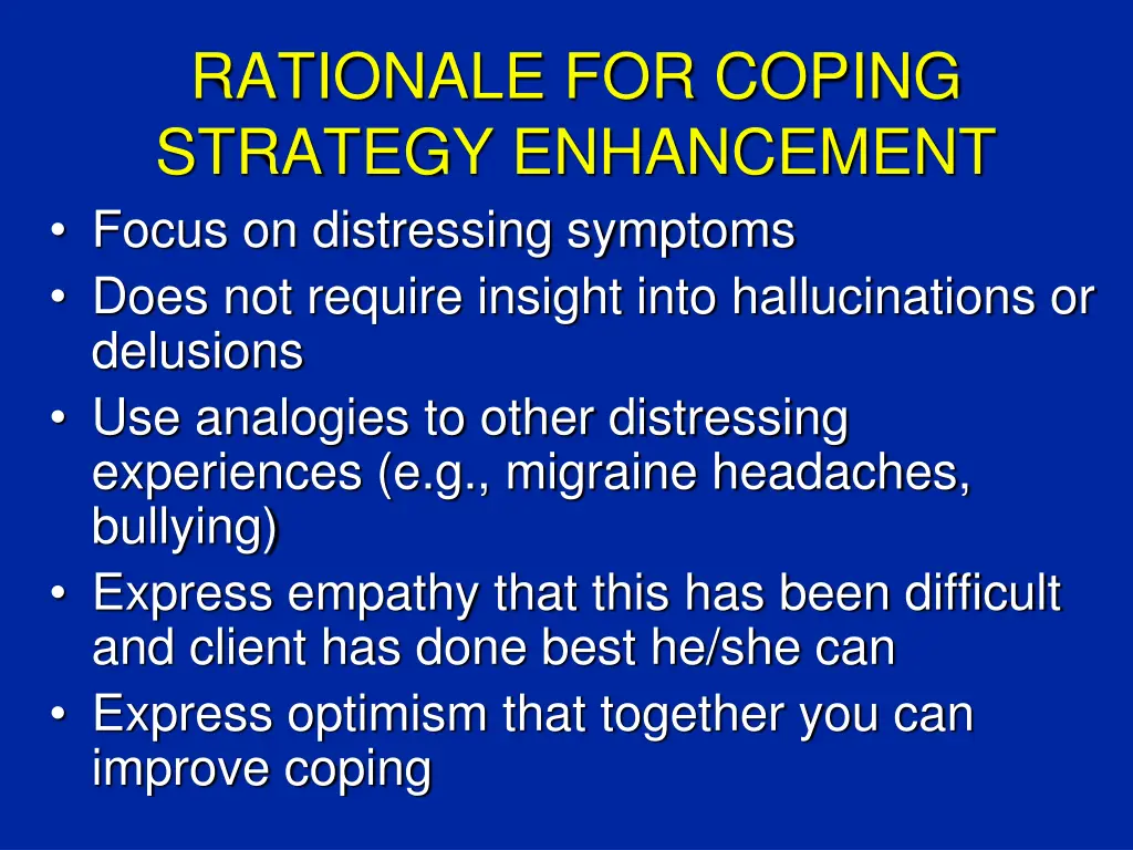 rationale for coping strategy enhancement focus