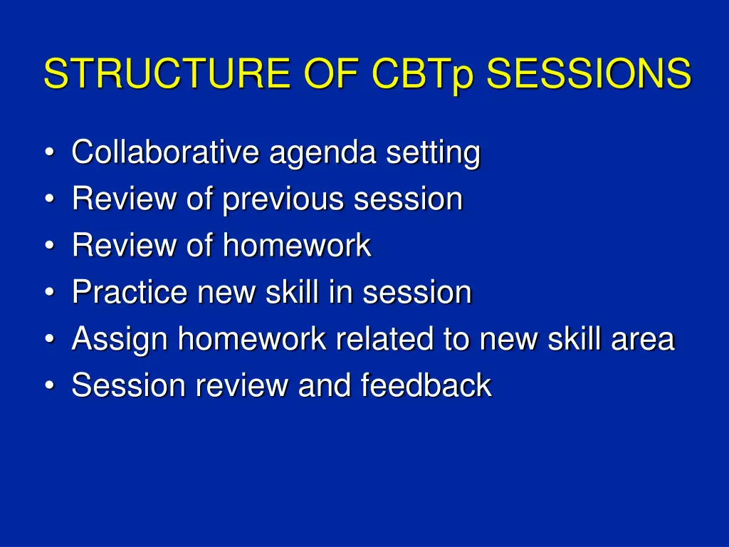 structure of cbtp sessions