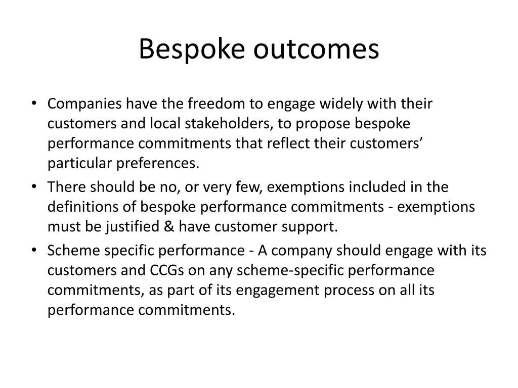 bespoke outcomes