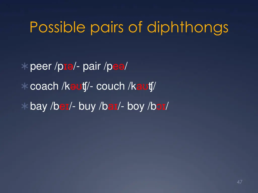 possible pairs of diphthongs