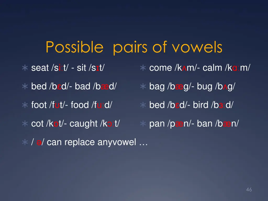 possible pairs of vowels