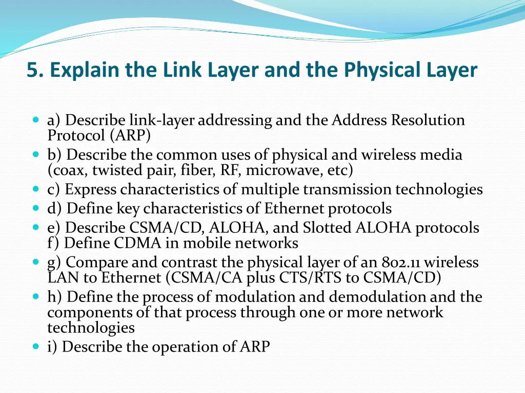 5 explain the link layer and the physical layer