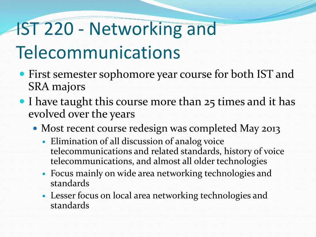 ist 220 networking and telecommunications first