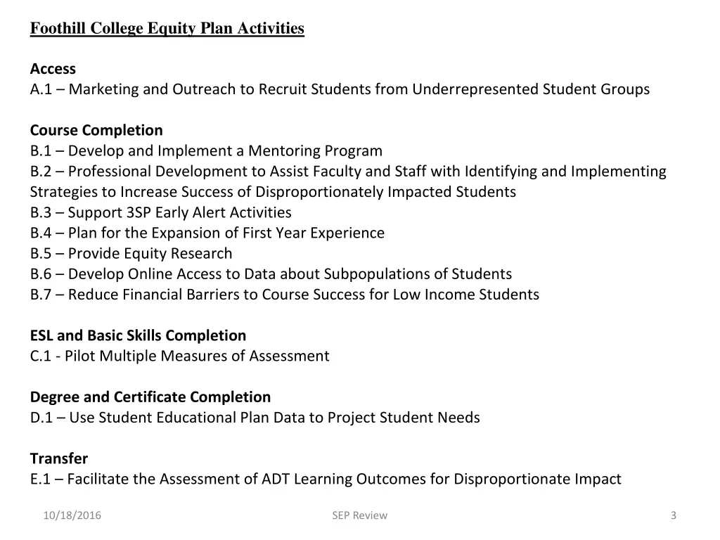 foothill college equity plan activities access