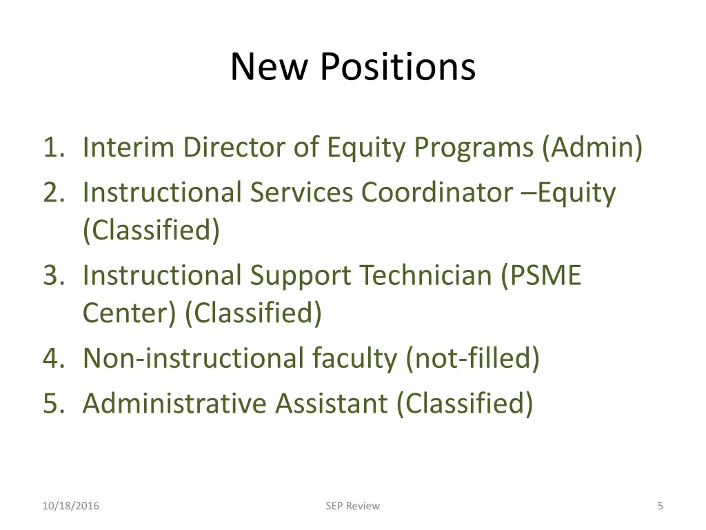 new positions