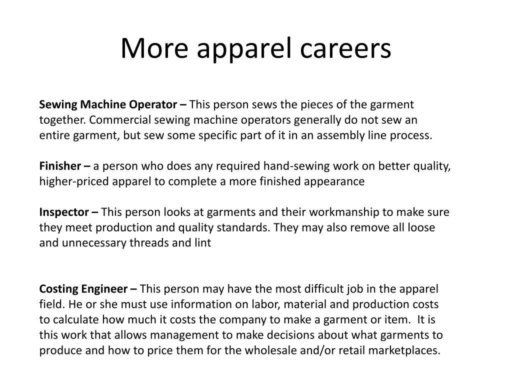 more apparel careers