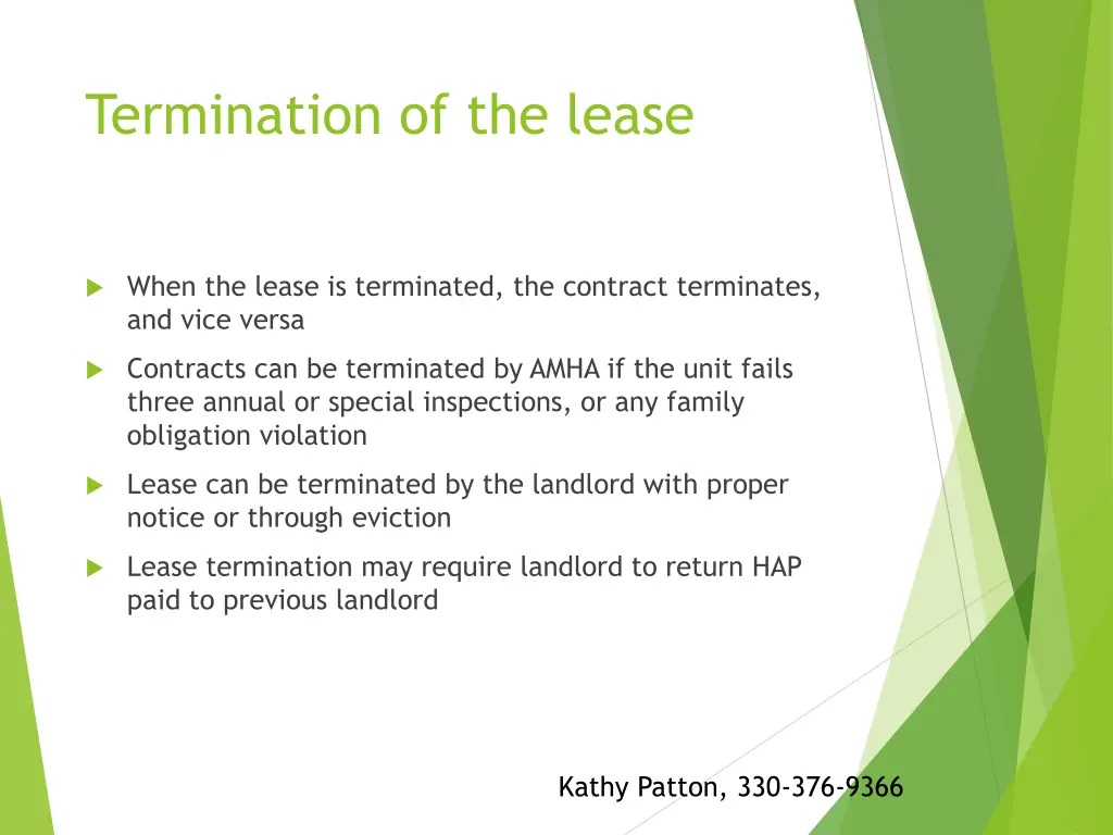 termination of the lease