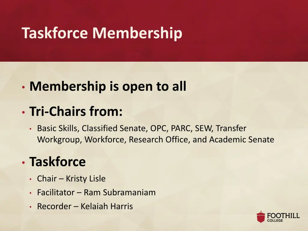 taskforce membership