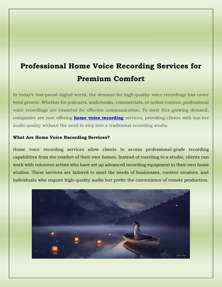 professional home voice recording services for