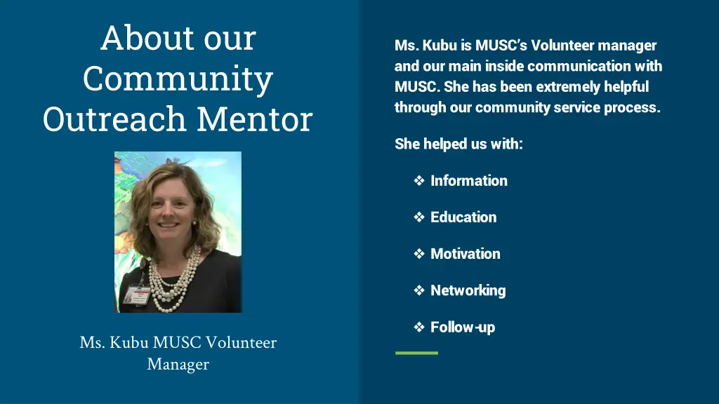 about our community outreach mentor