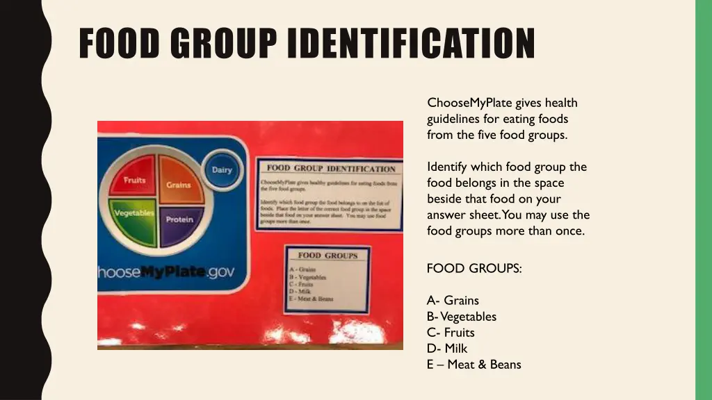 food group identification