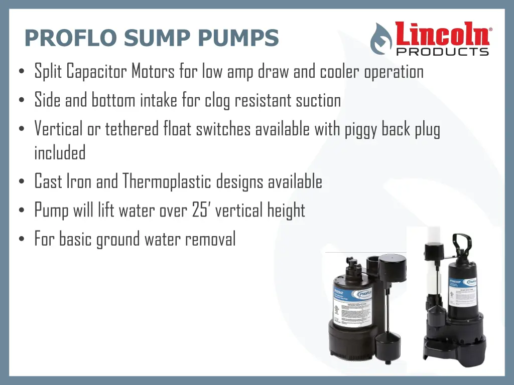 proflo sump pumps split capacitor motors