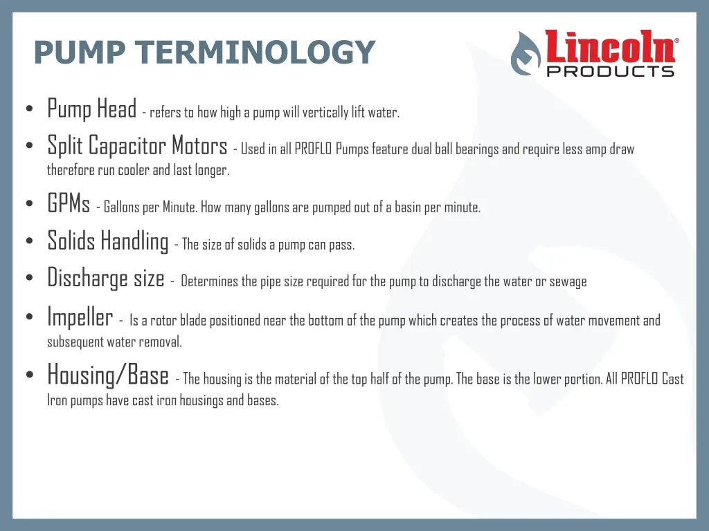 pump terminology