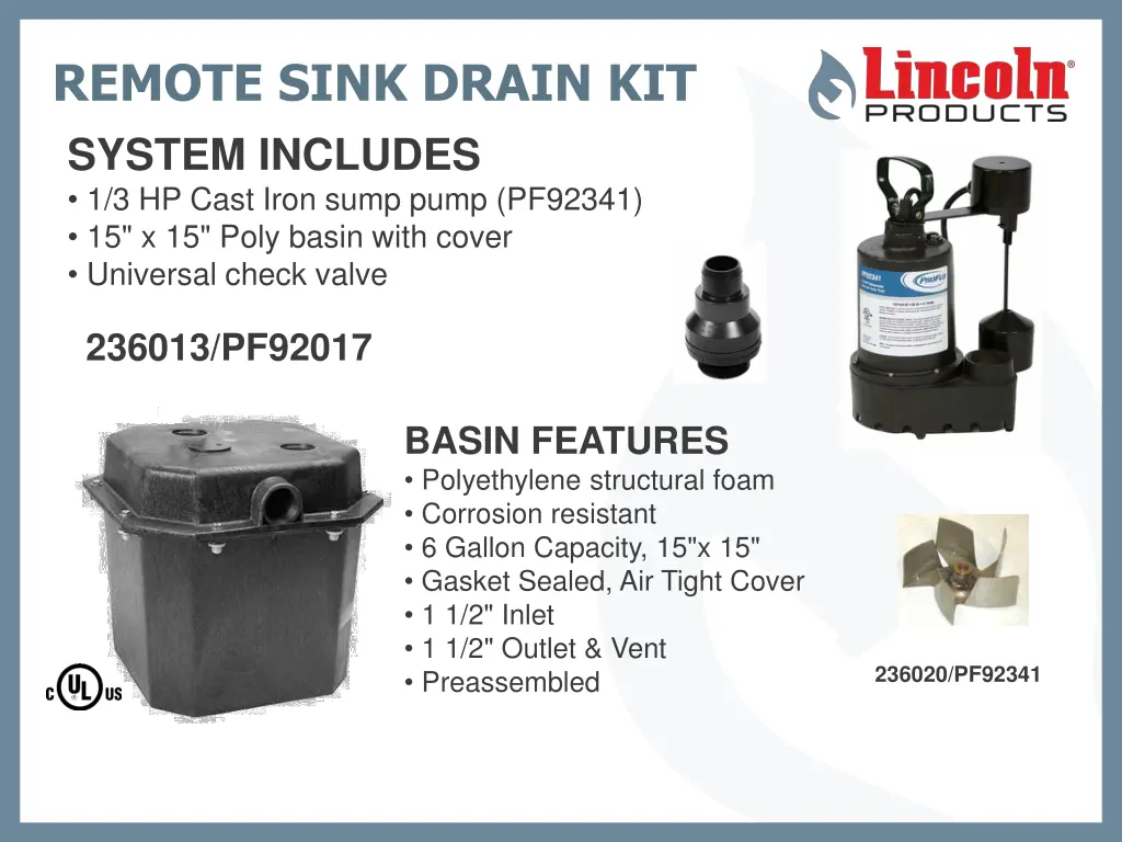 remote sink drain kit system includes 1 3 hp cast