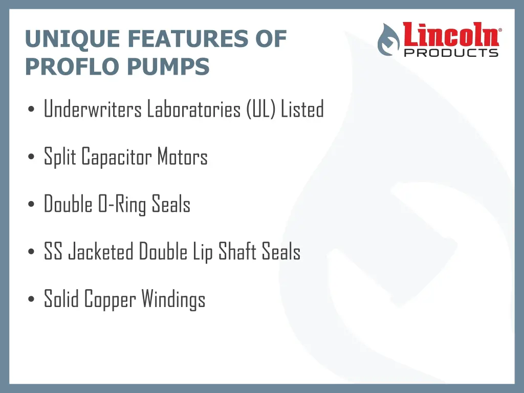 unique features of proflo pumps