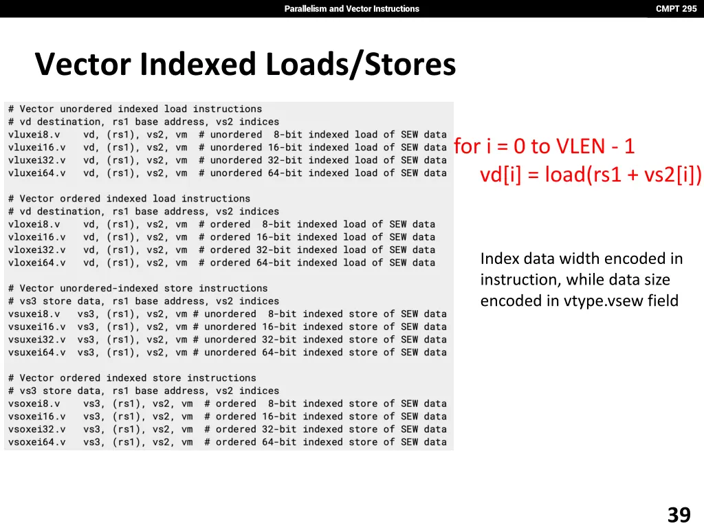 parallelism and vector instructions 37