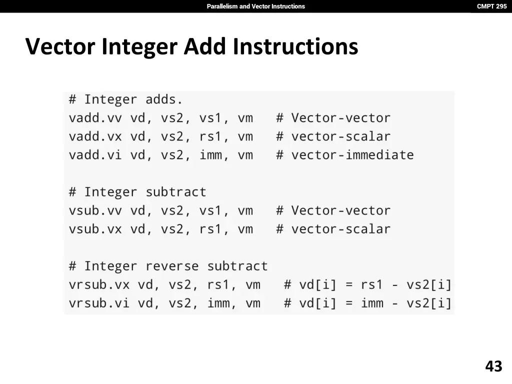 parallelism and vector instructions 41