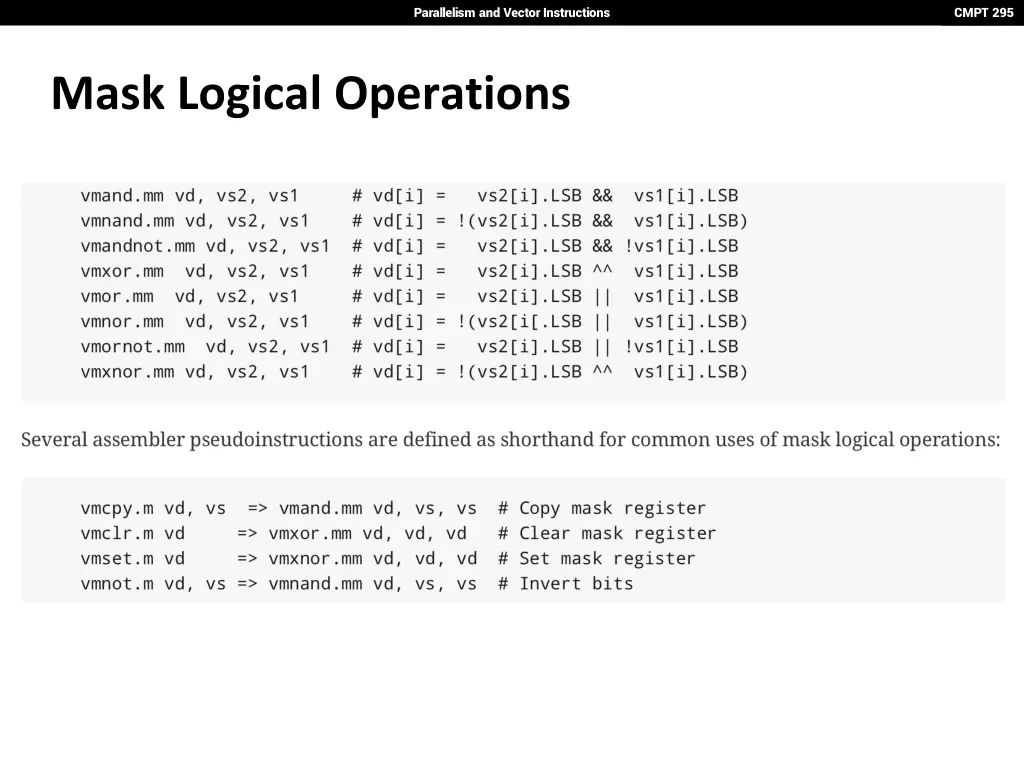 parallelism and vector instructions 43