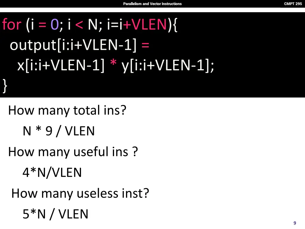 parallelism and vector instructions 8