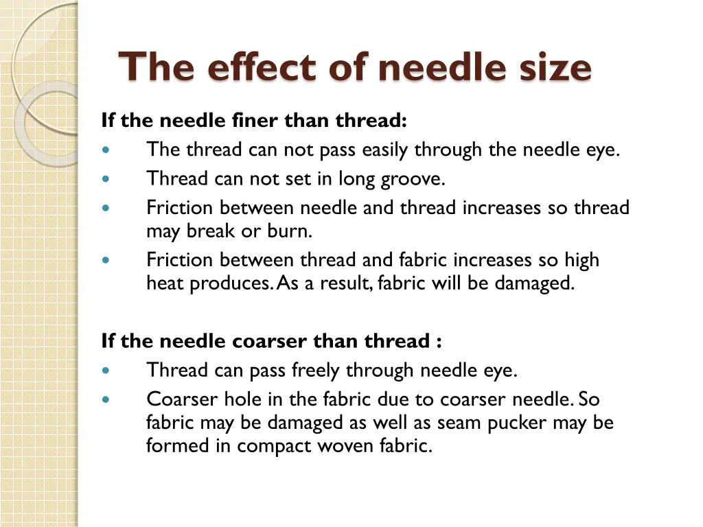 the effect of needle size