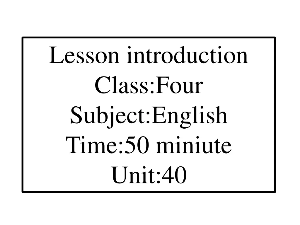 lesson introduction class four subject english