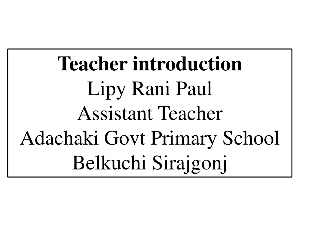 teacher introduction lipy rani paul assistant