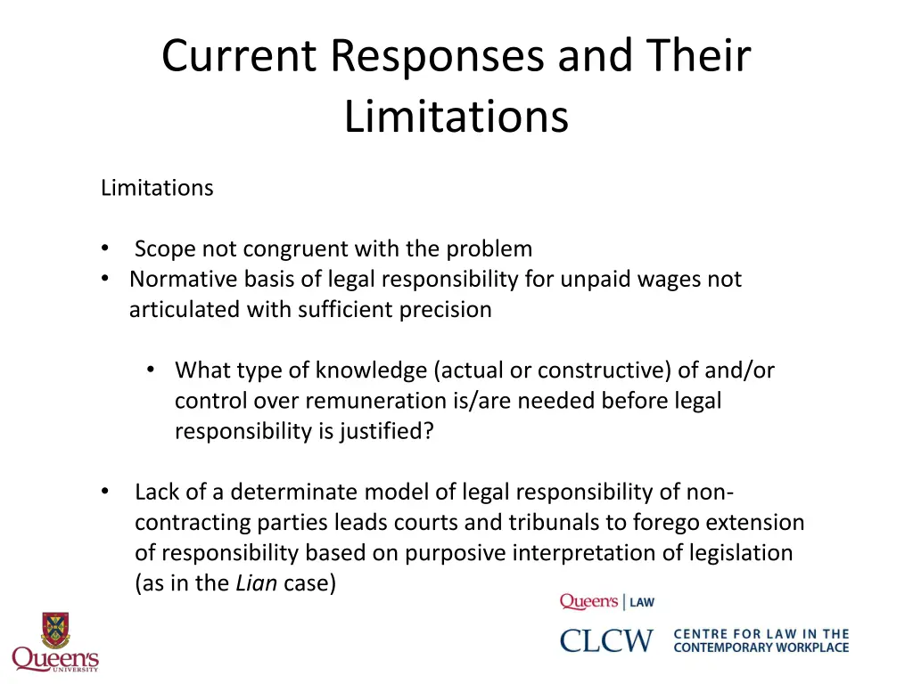 current responses and their limitations 2